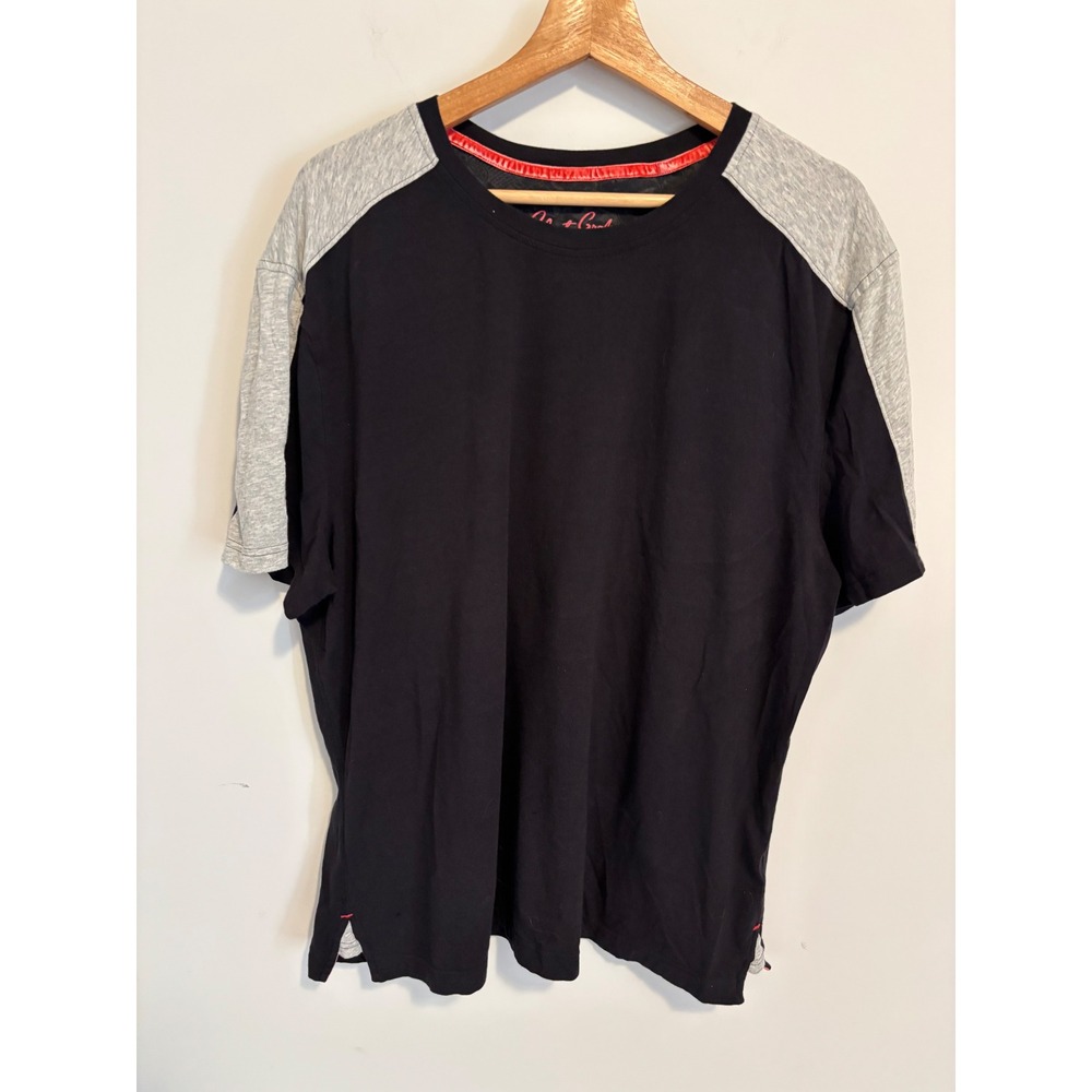 Robert Graham Mens XL Colorblock T-Shirt Black Grey Cotton Modal Stretch Tee